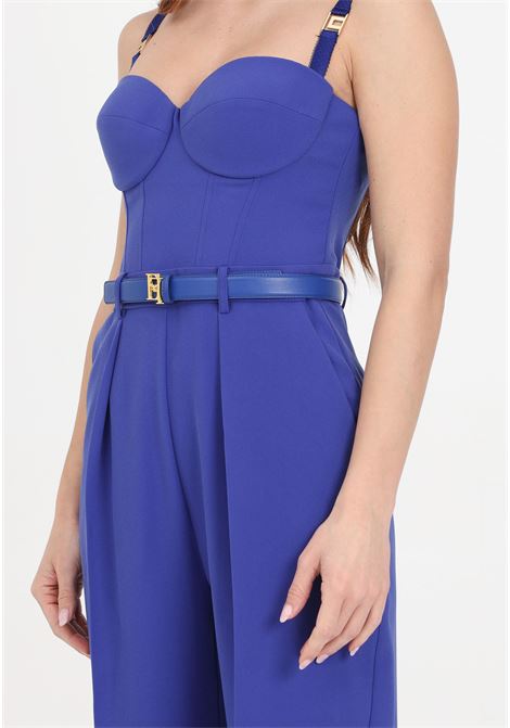 Women's indigo blue crepe jumpsuit with bustier top ELISABETTA FRANCHI | TU01441E2828